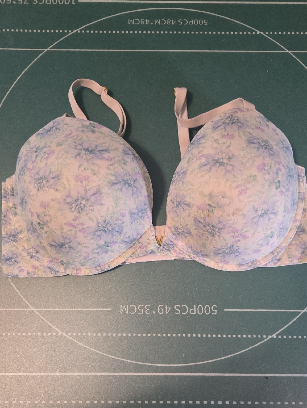 Victoria's Secret Pastel Floral Pink & Lavender Push Up with V Accent